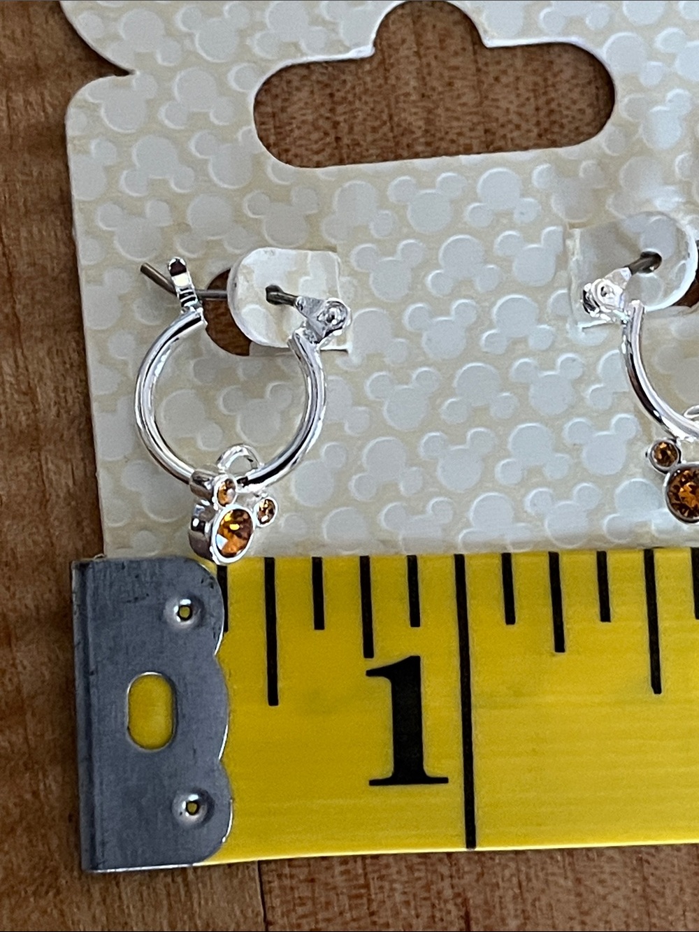 Swarovski Silver Tone Hoop Earrings with Amber Crystals November Birthstone - Picture 4 of 5